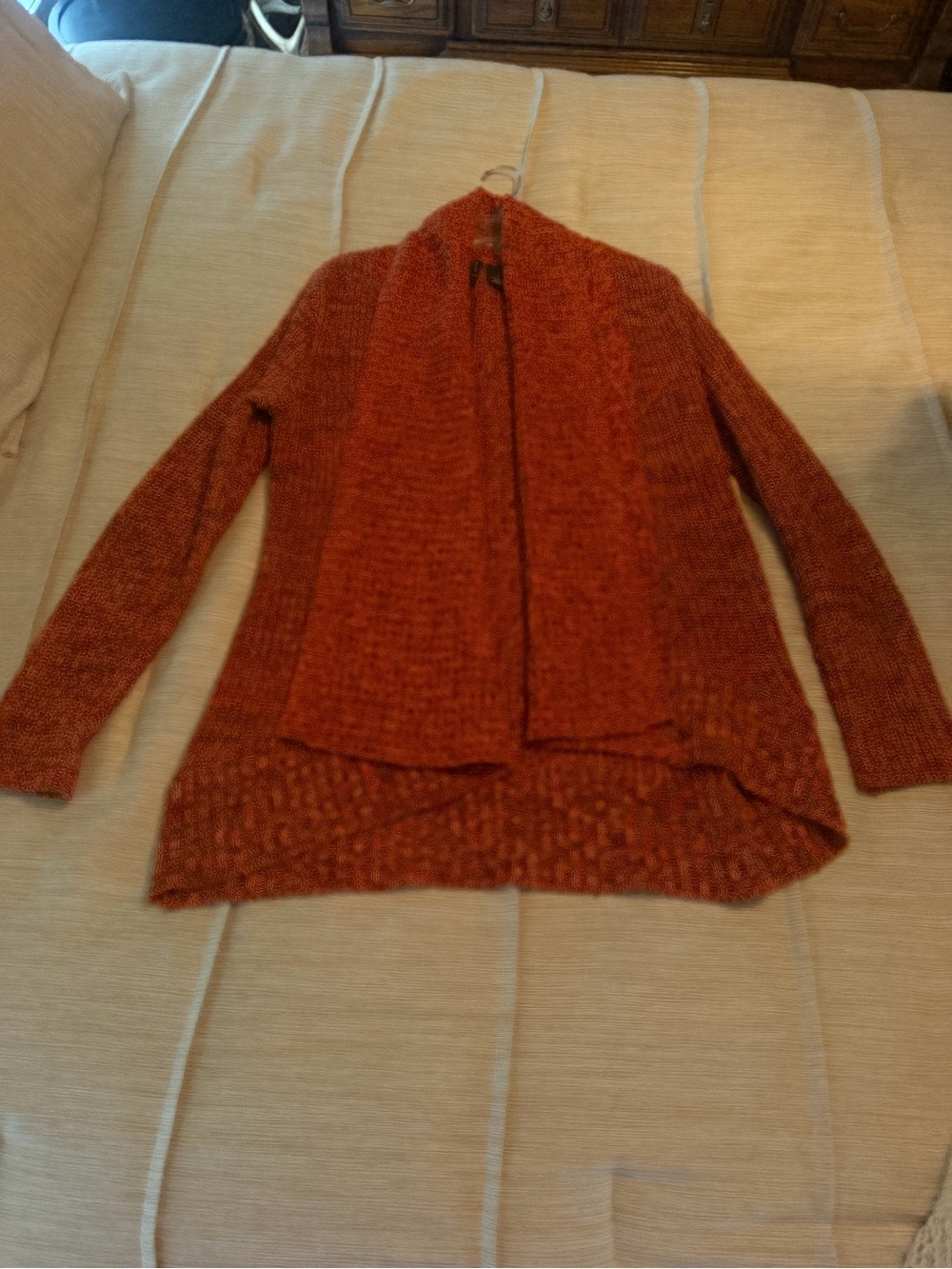 Cozy Open-Front Women's Sweater Cardigan - Rust Orange